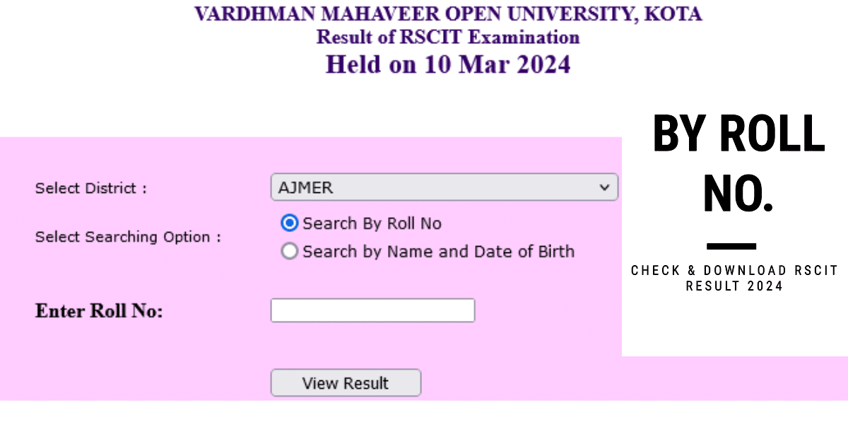 VMOU RSCIT Result 2024 Easy Check Score and Download Result