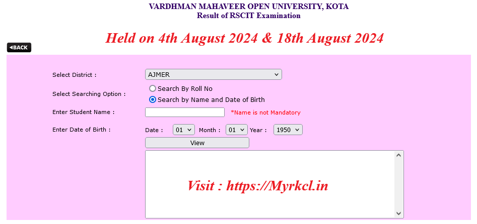 Check rkcl RSCIT Result 2024 4th and 18th August Exam rkcl.vmou.ac.in