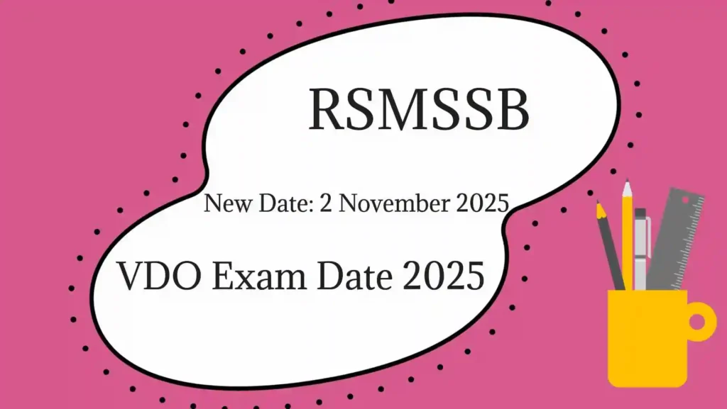 Rajasthan VDO Exam Date 2025 2 November New Date