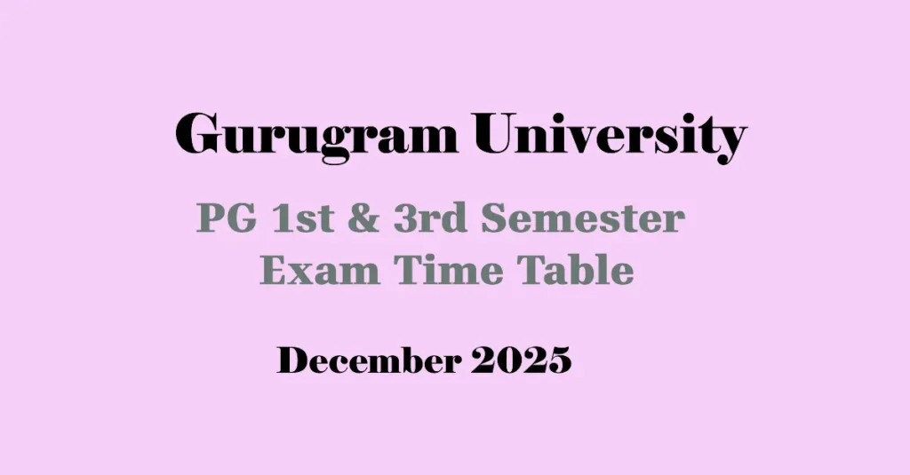 Gurugram University PG 1st & 3rd Semester Date Sheet 2025