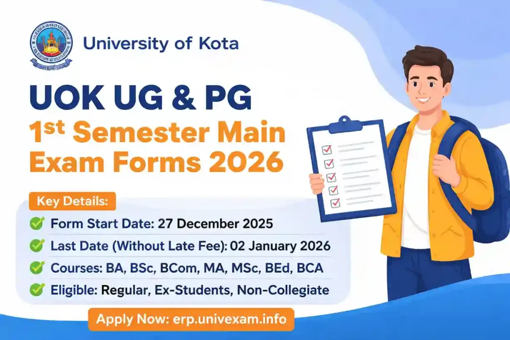 UOK UG & PG 1st Semester Main Exam Form 2026